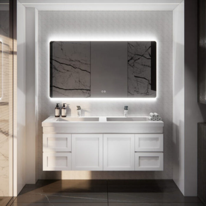 600-1500*450*505mm ABS Miami Matt White Shaker Plywood Wall Hung Vanity