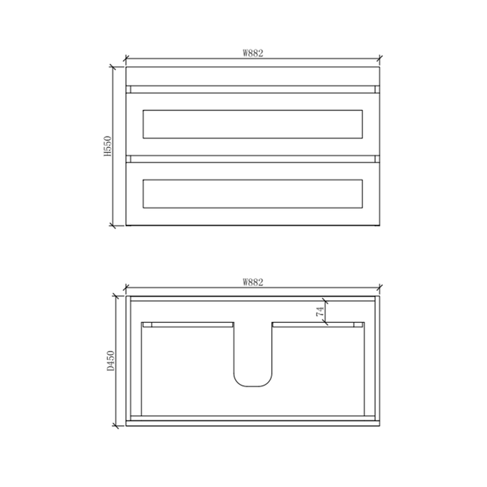 600-1500*450*550mm ABS Hawaii Shaker Matt White Plywood Wall Hung Vanity