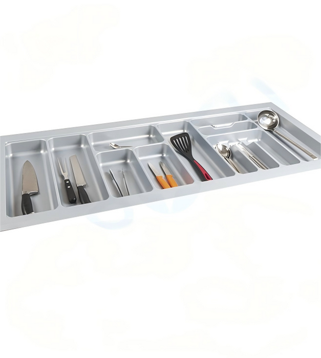 1200mm Width Hettich Cutlery Insert Silver Custom Size Kitchen Drawer Cutlery Tray Adjustable