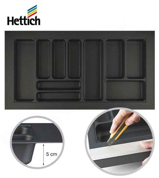 900mm Hettich Cutlery Insert Black Custom Size Kitchen Drawer Cutlery Tray Adjustable