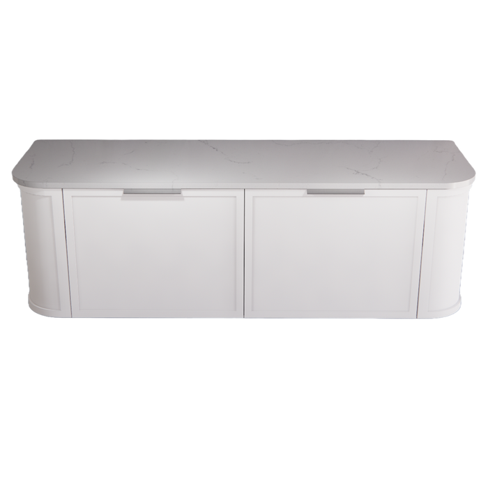 1500*450*450mm ABS Houston Matt White Plywood Curved Single Bowl Wall Hung Vanity
