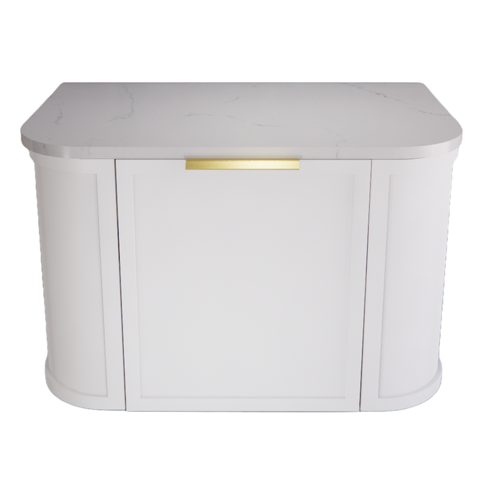 750*450*450mm ABS Houston Matt White Plywood Curved Wall Hung Vanity