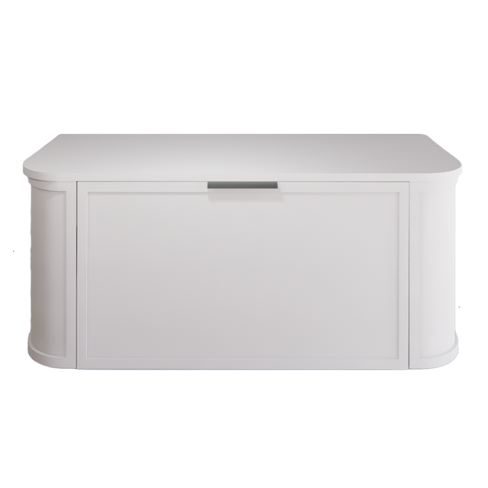 1200*450*450mm ABS Houston Matt White Plywood Curved Double Bowls Wall Hung Vanity with Front Pull-out Side Cabinets, No Side Clearance Needed