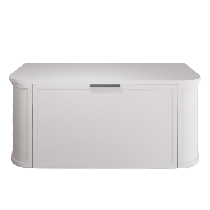 1200*450*450mm ABS Houston Matt White Plywood Curved Single Bowl Wall Hung Vanity with Front Pull-out Side Cabinets, No Side Clearance Needed