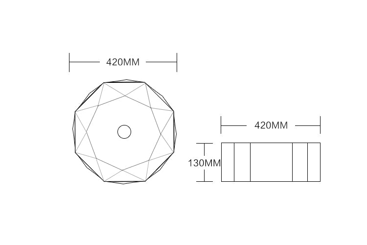 420*420*130mm Round Gloss White Ceramic Above Counter Basin