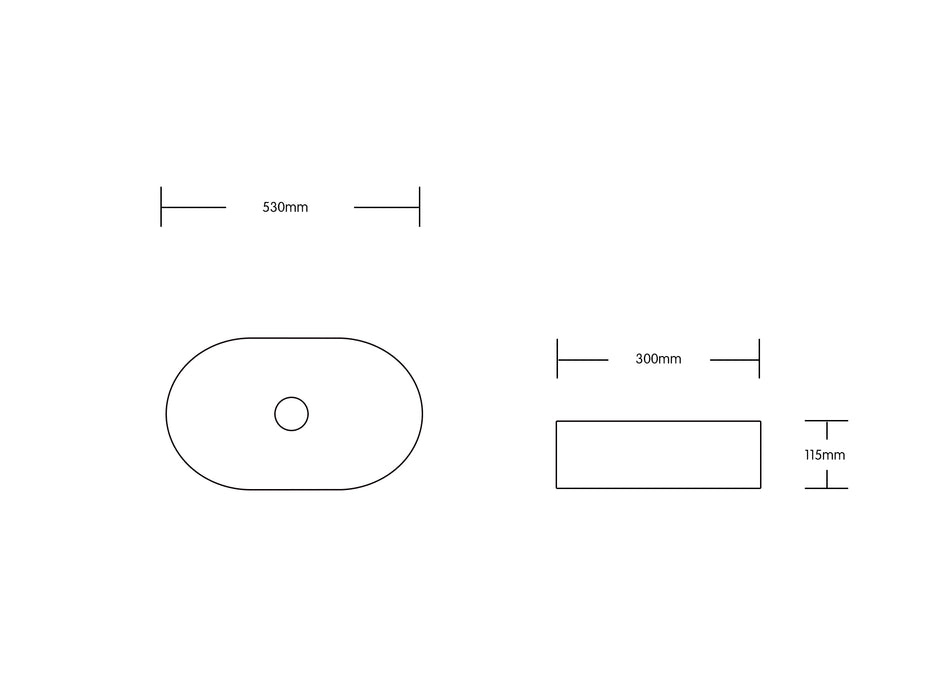 530*300*115mm Oval Gloss White/Matte White Ceramic Above Counter Basin