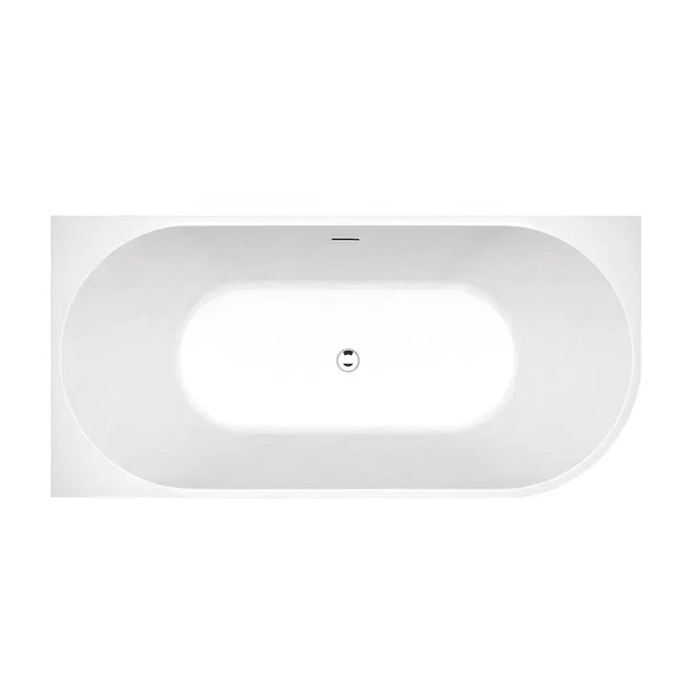 1500/1700*750/800*595mm INS ICBT Gloss White Oval Acrylic Freestanding Corner Back to Wall Bathtub