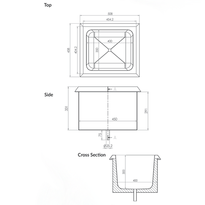 400*350*300mm 3monkeez Drop In Insulated Stainless Steel Ice Well