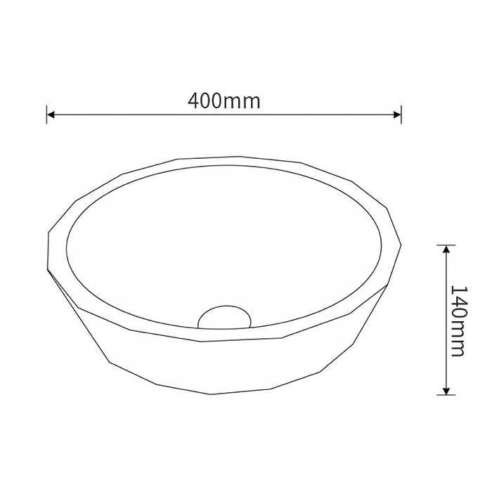 400*400*140mm Infinity Round Faceted Tempered Glass Above Counter Basin