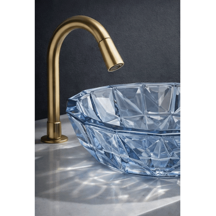 400*400*140mm Infinity Round Faceted Tempered Glass Above Counter Basin