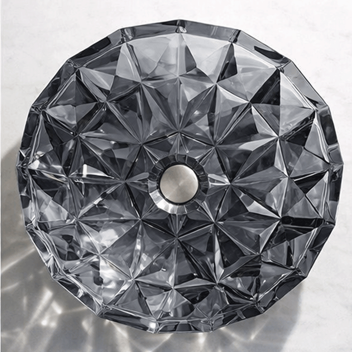 400*400*140mm Infinity Round Faceted Tempered Glass Above Counter Basin