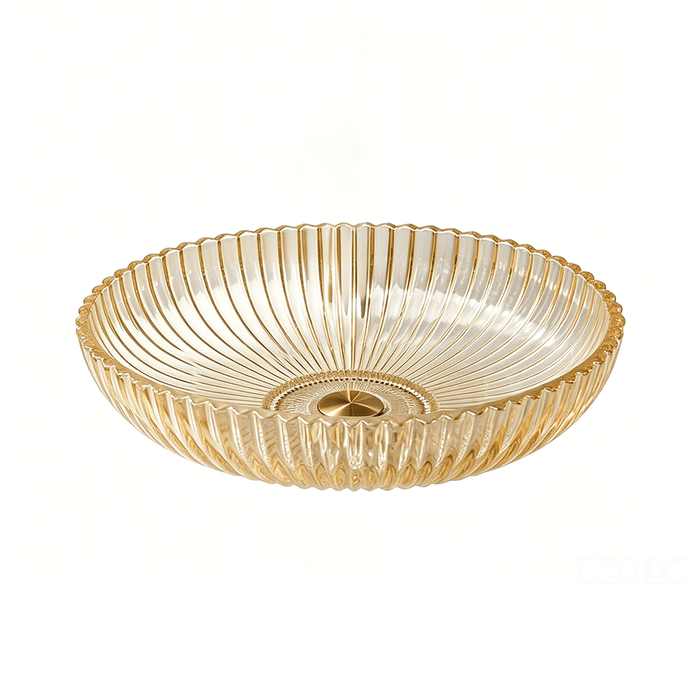 510*350*150mm Infinity Oval Fluted Tempered Glass Above Counter Basin