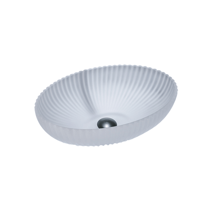510*350*150mm Infinity Oval Fluted Tempered Glass Above Counter Basin