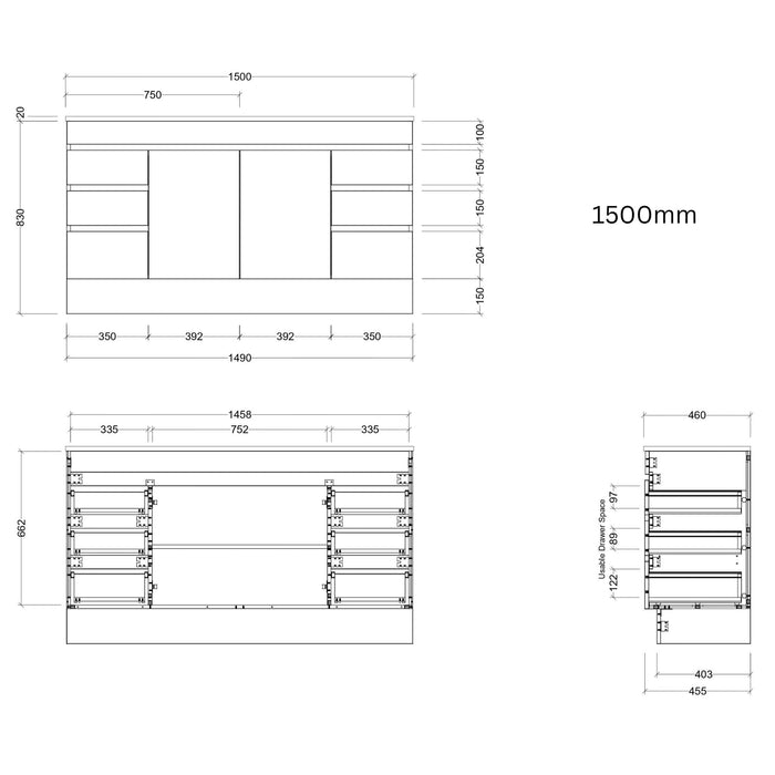 TIMBERLINE INDIANA CUSTOM FLOOR STANDING VANITY (ALL SIZING)