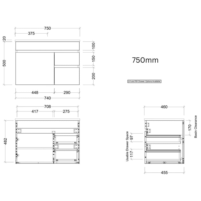 TIMBERLINE INDIANA CUSTOM WALL HUNG VANITY (ALL SIZING)