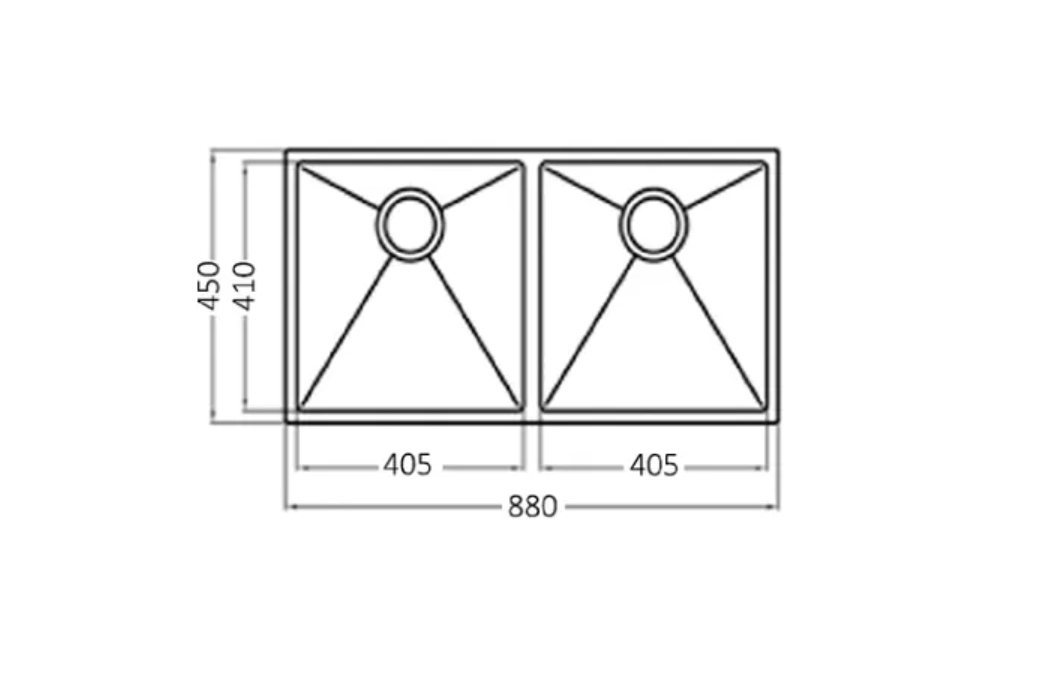 880*450*220mm INS ARTE Brushed Finish Stainless Steel Double bowl Top/Under/Flush Mount Sink