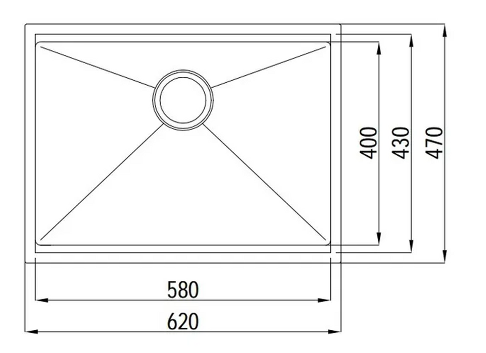 620*470*220mm INS ARF Brushed Finish Stainless Steel Single bowl Top/Under Mount Sink