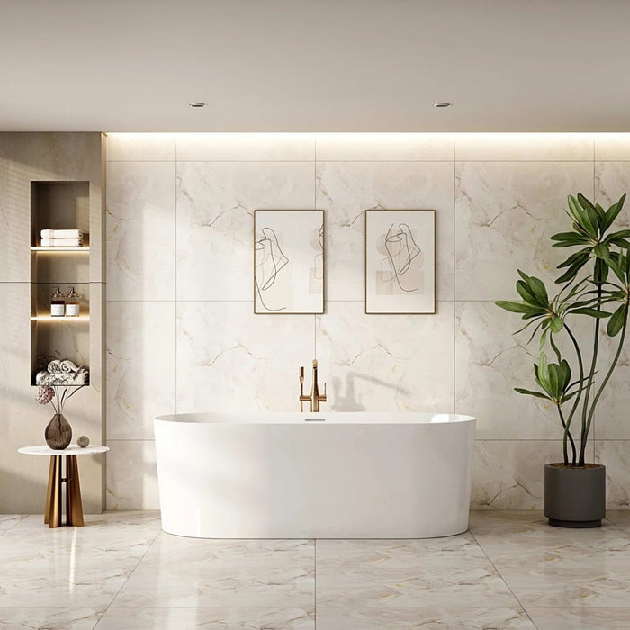 1200/1300/1400/1500/1600/1700mm Mercio ISEO Gloss White Oval Freestanding Bathtub