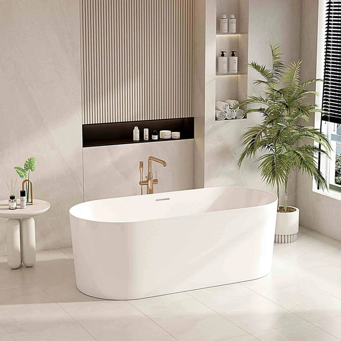 1200/1300/1400/1500/1600/1700mm Mercio ISEO Gloss White Oval Freestanding Bathtub