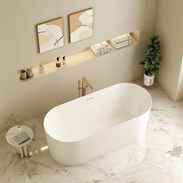 1200/1300/1400/1500/1600/1700mm Mercio ISEO Gloss White Oval Freestanding Bathtub