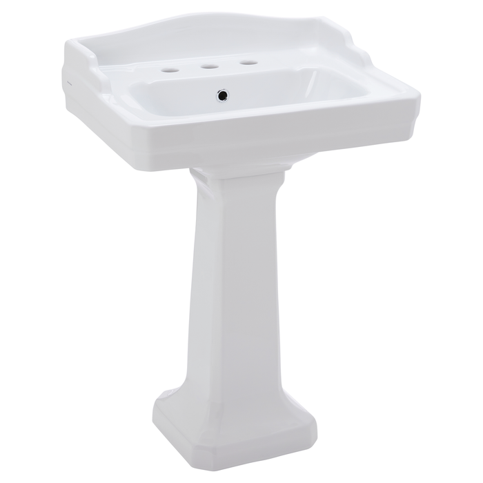 610*455*810mm Ceramic 1 Taphole Wall Basin With Pedestal And Waste