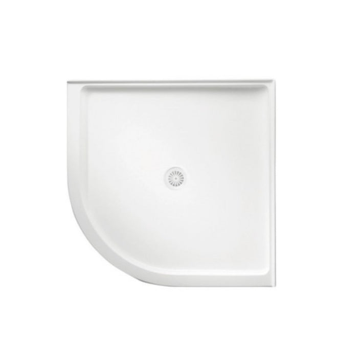 914/1000mm Flinders White Polymarble 2TL Curved Front Diamond Corner Shower Base
