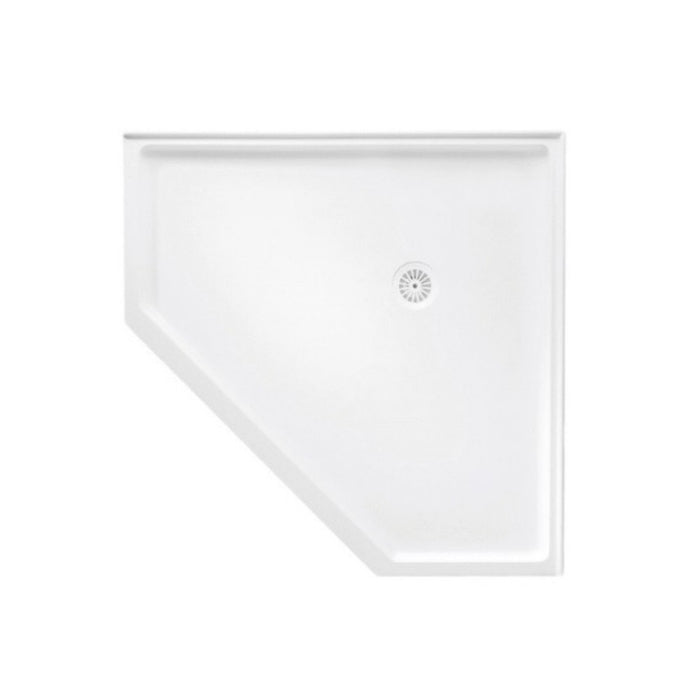 914/1000mm Flinders White Polymarble 2TL Straight Front Diamond Corner Shower Base