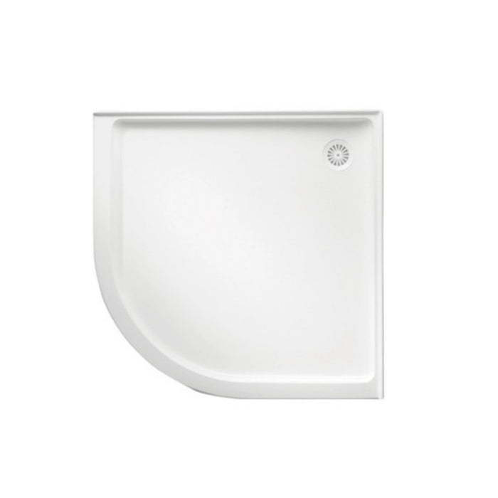 914/1000mm Flinders White Polymarble 2TL Curved Front Diamond Corner Shower Base