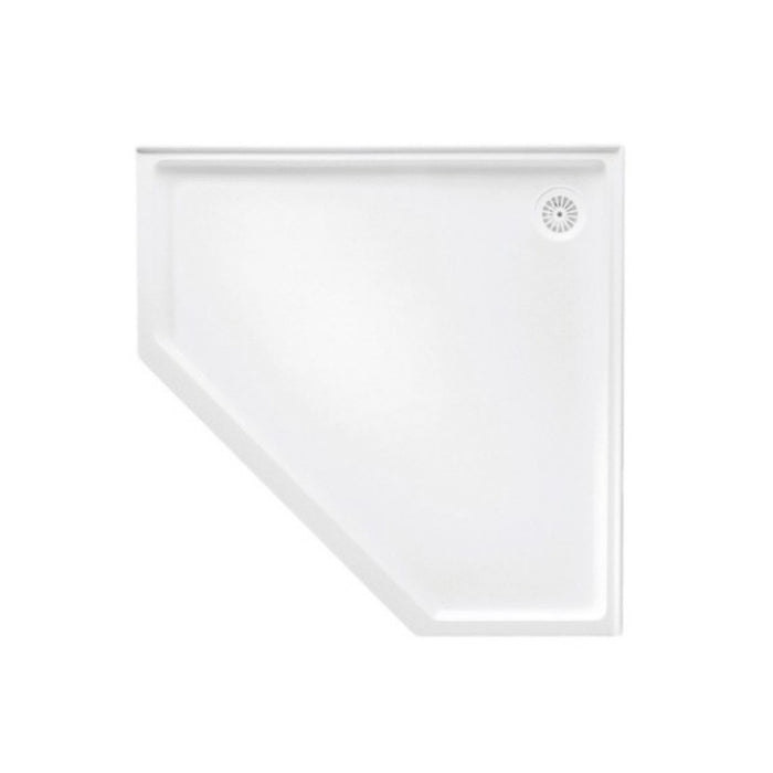 914/1000mm Flinders White Polymarble 2TL Straight Front Diamond Corner Shower Base