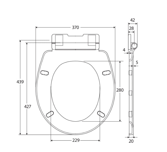 440*370*40mm Fienza Stella Urea-formaldehyde Gloss White Toilet Seat Cover