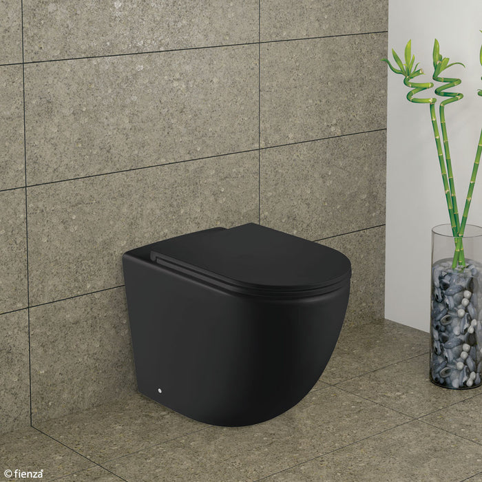570*360*430mm Fienza KoKo Matt Black Tornado Rimless Ceramic Wall Faced Toilet