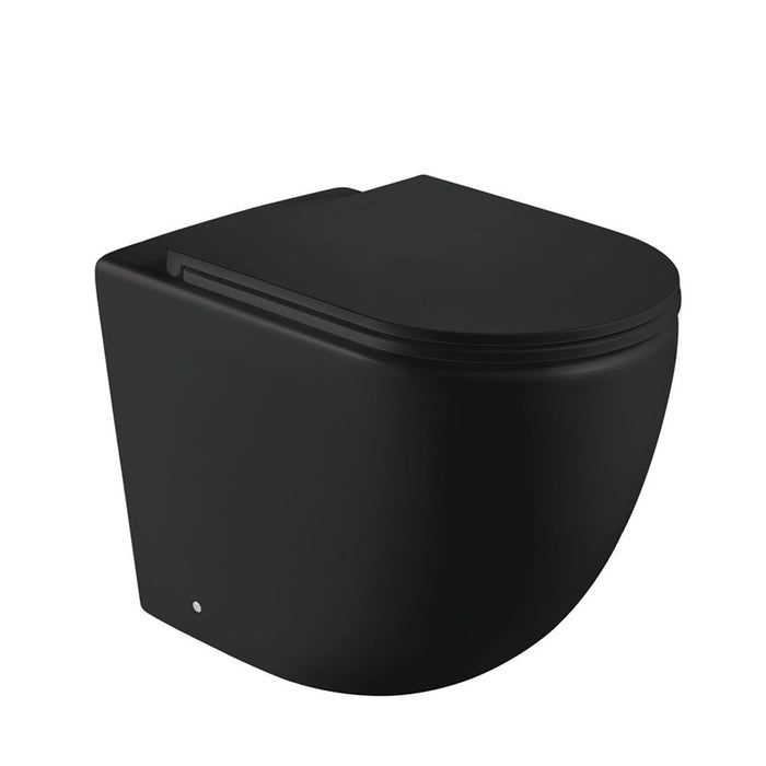 570*360*430mm Fienza KoKo Matt Black Tornado Rimless Ceramic Wall Faced Toilet