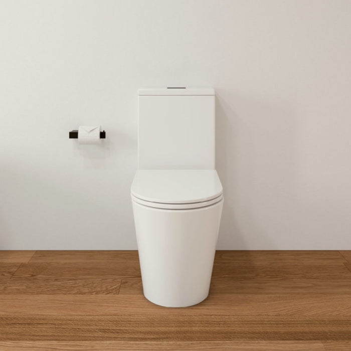 620*385*840mm Fienza Isabella Gloss White Ceramic Rimless Slim Seat Back To Wall Toilet