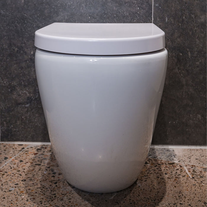 585*370*462mm Fienza Aluca Gloss White Tornado Rimless Wall Faced Toilet