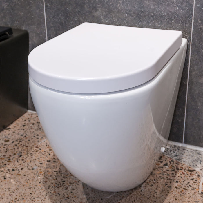 585*370*462mm Fienza Aluca Gloss White Tornado Rimless Wall Faced Toilet