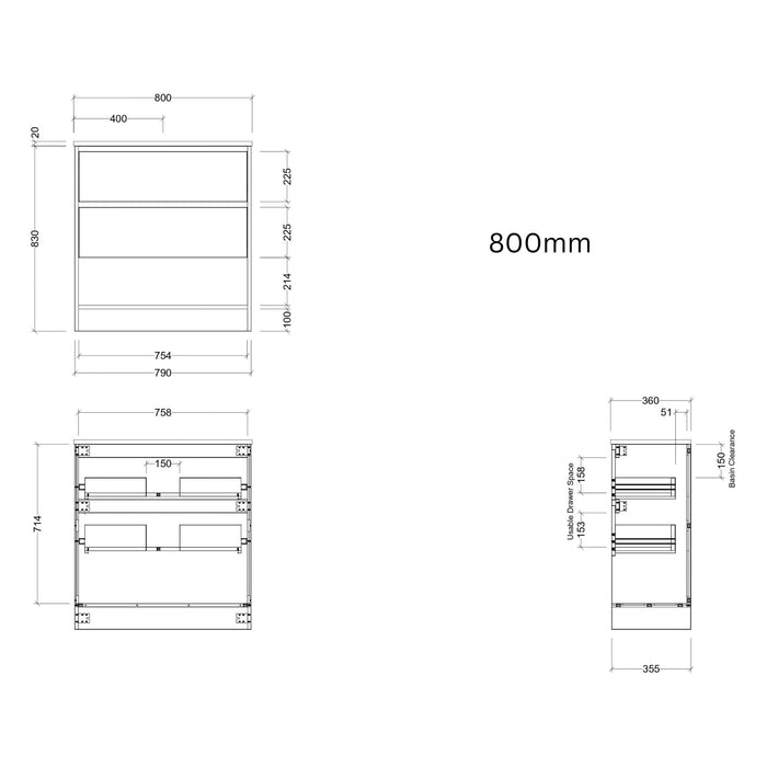TIMBERLINE KARLIE CUSTOM FLOOR STANDING VANITY (ALL SIZING)