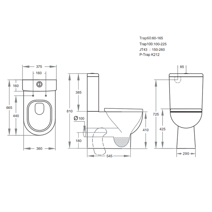 665*375*810mm Poseidon Mercury Gloss White Box Rim Back To Wall Toilet