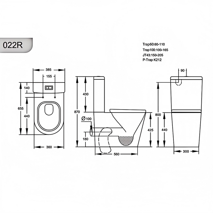 655*380*870mm Poseidon Avis Matt Black Rimless Back To Wall Toilet