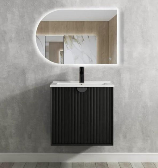 600-1500*460*550mm Marlo Matte Black Bathroom Wall Hung Vanity - Cabinet Only and Ceramic / Stone Top - HD reno