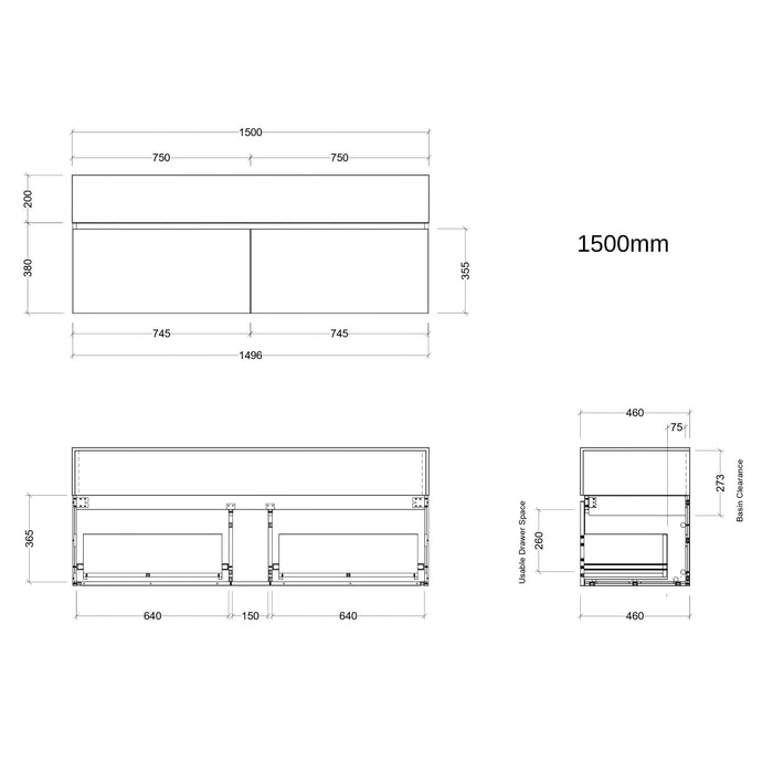 TIMBERLINE KINGSLEY CUSTOM WALL HUNG VANITY (ALL SIZING)