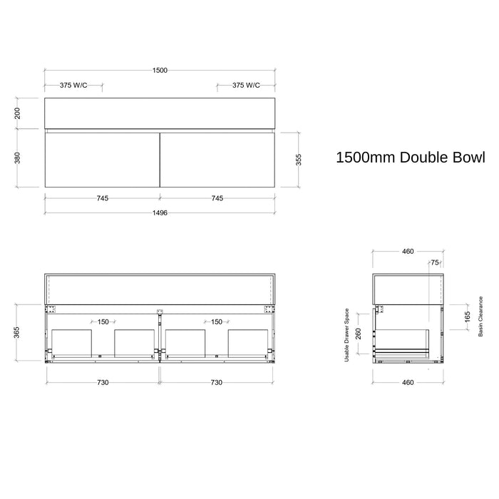TIMBERLINE KINGSLEY CUSTOM WALL HUNG VANITY (ALL SIZING)