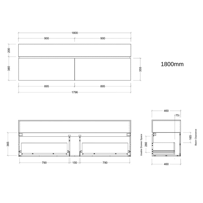 TIMBERLINE KINGSLEY CUSTOM WALL HUNG VANITY (ALL SIZING)