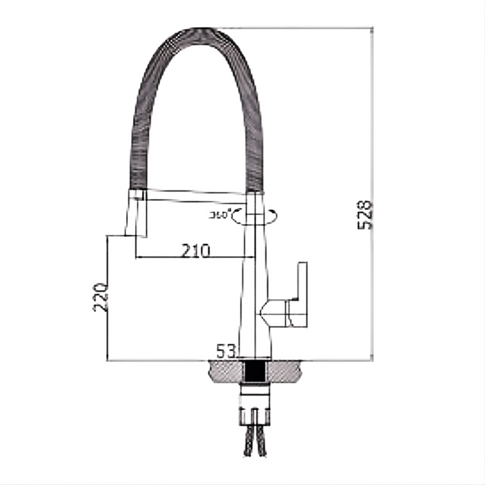 BK Kuchendesigner Chrome Brass Round Pull Out Gooseneck Kitchen Mixer