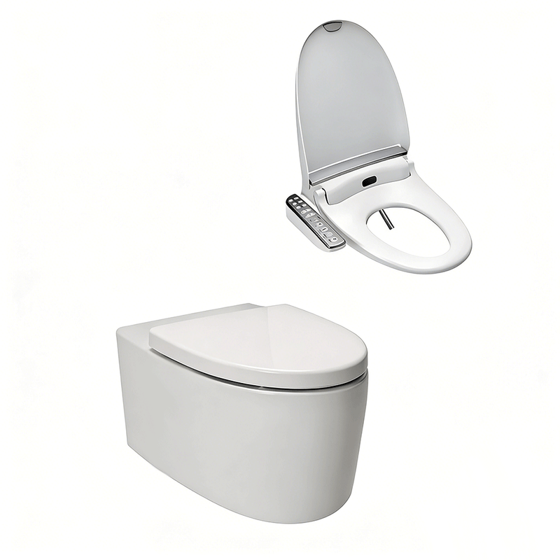 560mm Kohler Grande Rimless Smart Wall Hung Toilet With Electronic Side Panel Bidet Seat