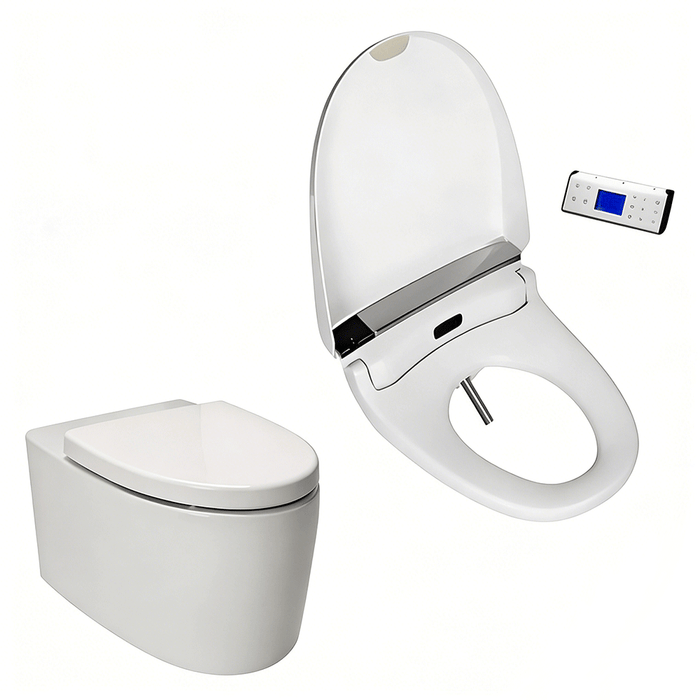 560*370*400mm Kohler Grande Gloss White Rimless With Electronic Handheld Remote Bidet Seat Wall Hung Smart Toilet