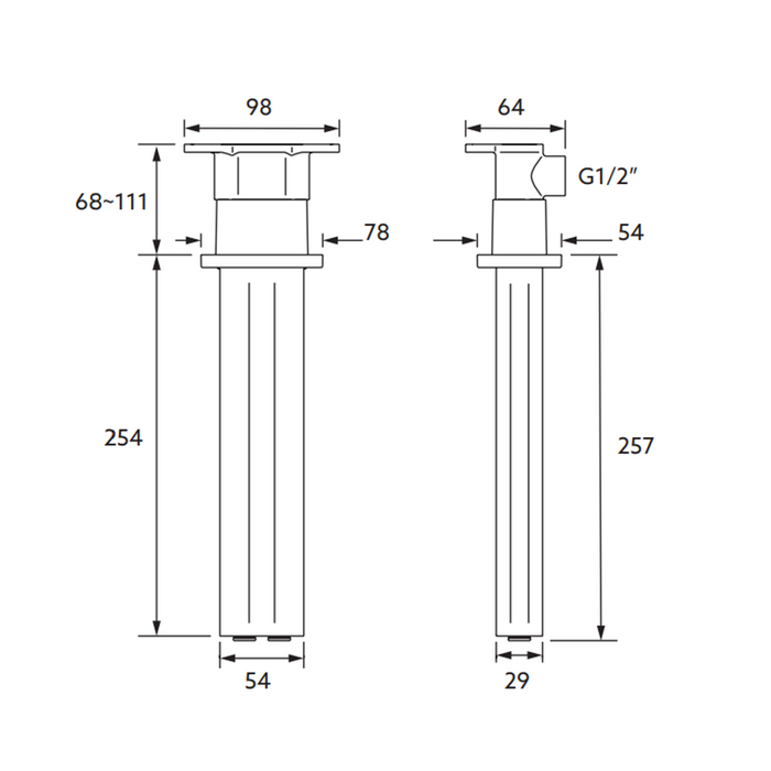 127-254mm Kohler Statement Dual Function Chrome/Brushed Nickel/Brushed Brass/Matt Black Oval Ceiling Mount Rainhead Arm