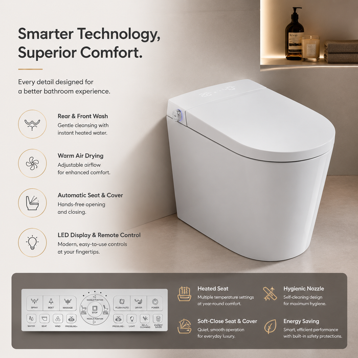 580*370*430mm Kohler Modena Gloss White Wall Faced Smart Toilet