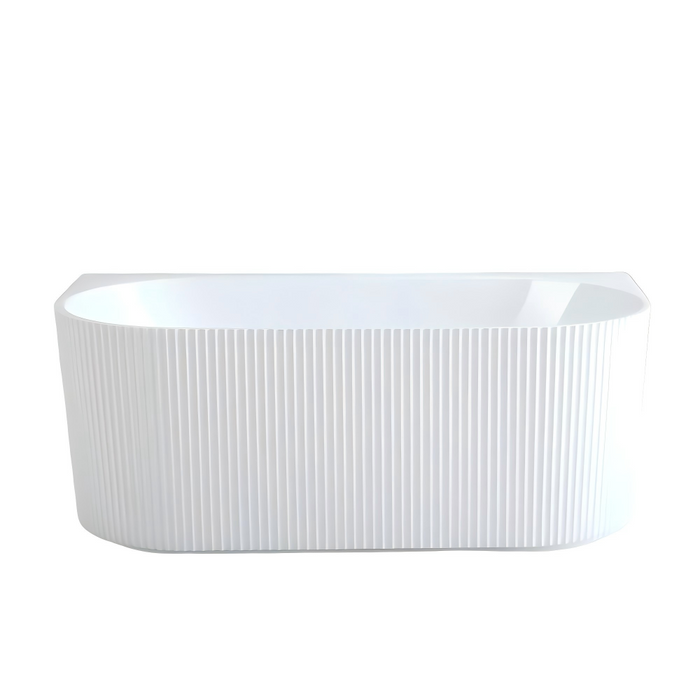 1500-1700*800*580mm Poseidon Ceto Bari Gloss White/Matt Black/Matt White Oval Acrylic Fluted Back To Wall Bathtub