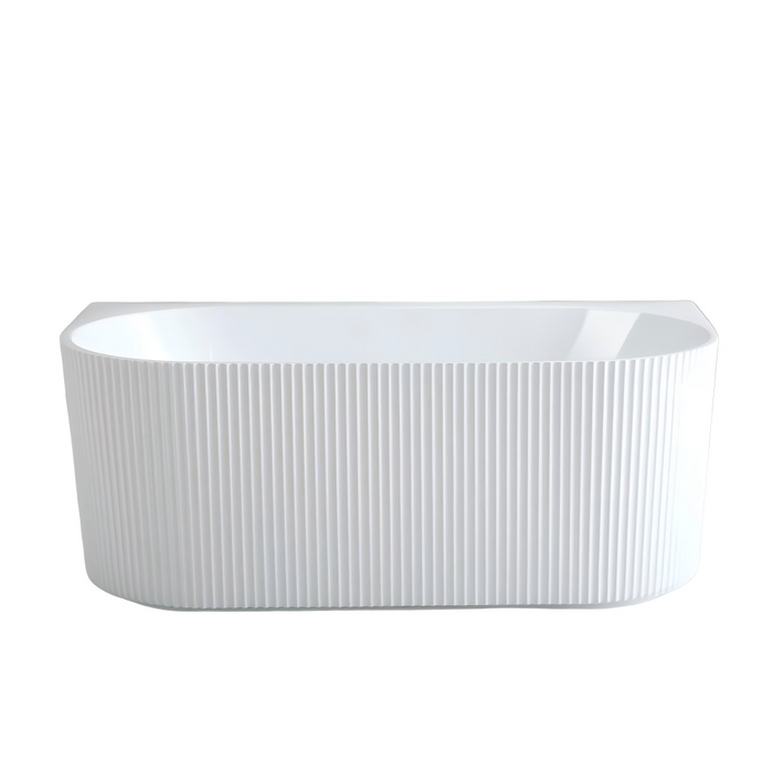 1500-1700*800*580mm Poseidon Ceto Bari Gloss White/Matt Black/Matt White Oval Acrylic Fluted Back To Wall Bathtub