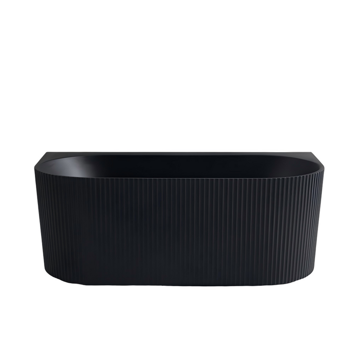 1500-1700*800*580mm Poseidon Ceto Bari Gloss White/Matt Black/Matt White Oval Acrylic Fluted Back To Wall Bathtub